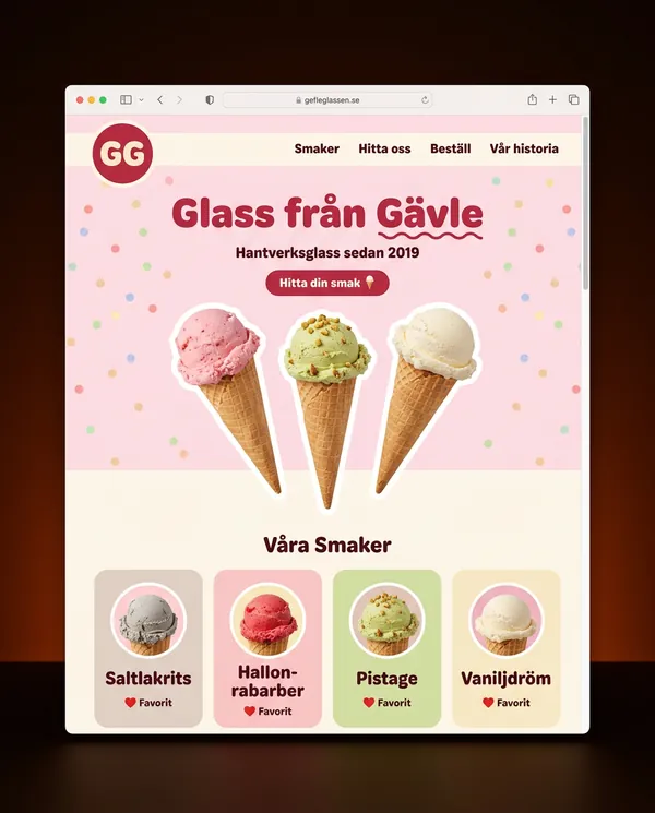 Gefle Glassen (GG) – Företagsprofilering + Hemsida