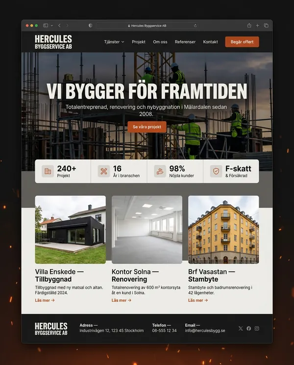 Hercules Byggservice AB – Hemsida